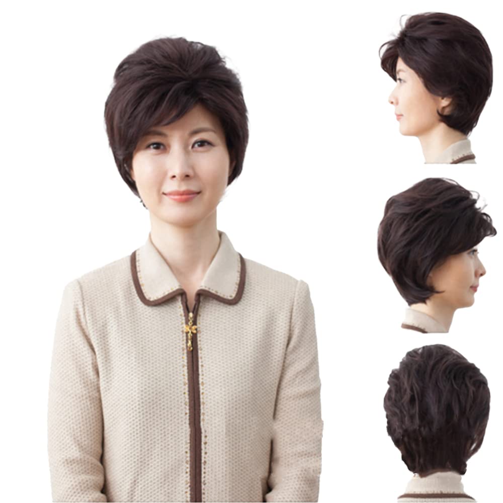Transparency Knot Short Brown Wig for Women Heat Resistant Synthetic Lady Wig Light Brown Deep Brown Fashion Different Style Short Wigs for Women 11 Inch
