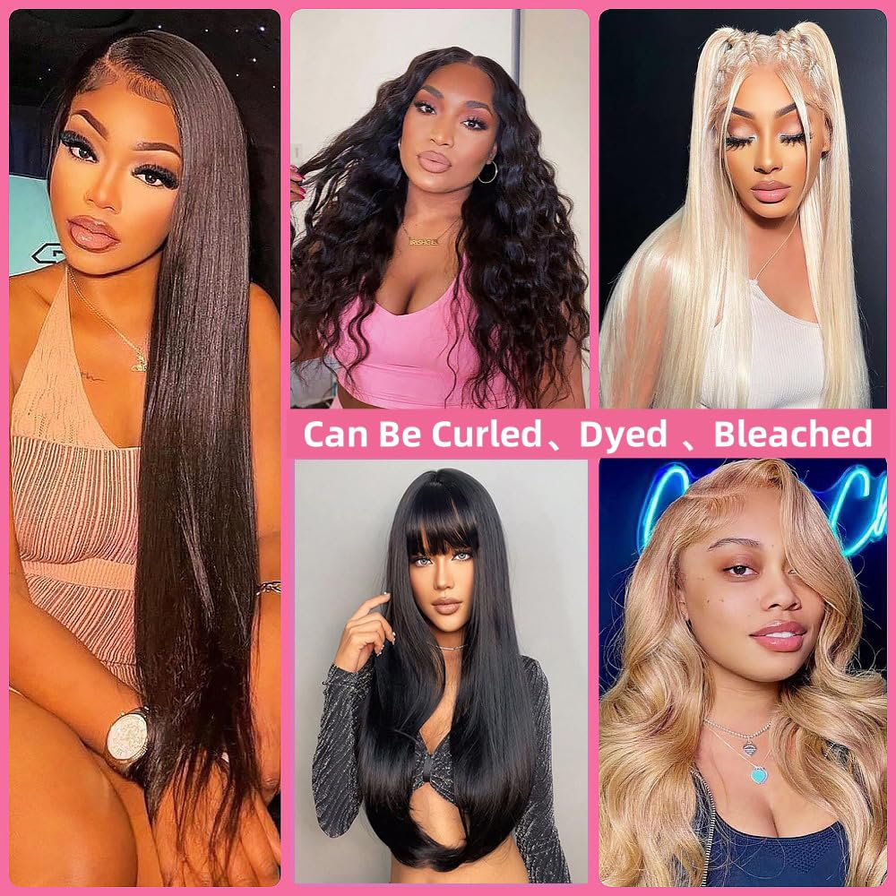 HIGH VERTEX 30 Inch Lace Front Wigs Human Hair 13x4 Straight HD Transparent Lace Front Wigs For Black Women Pre Plucked With Baby Hair 180 Density Natural Color
