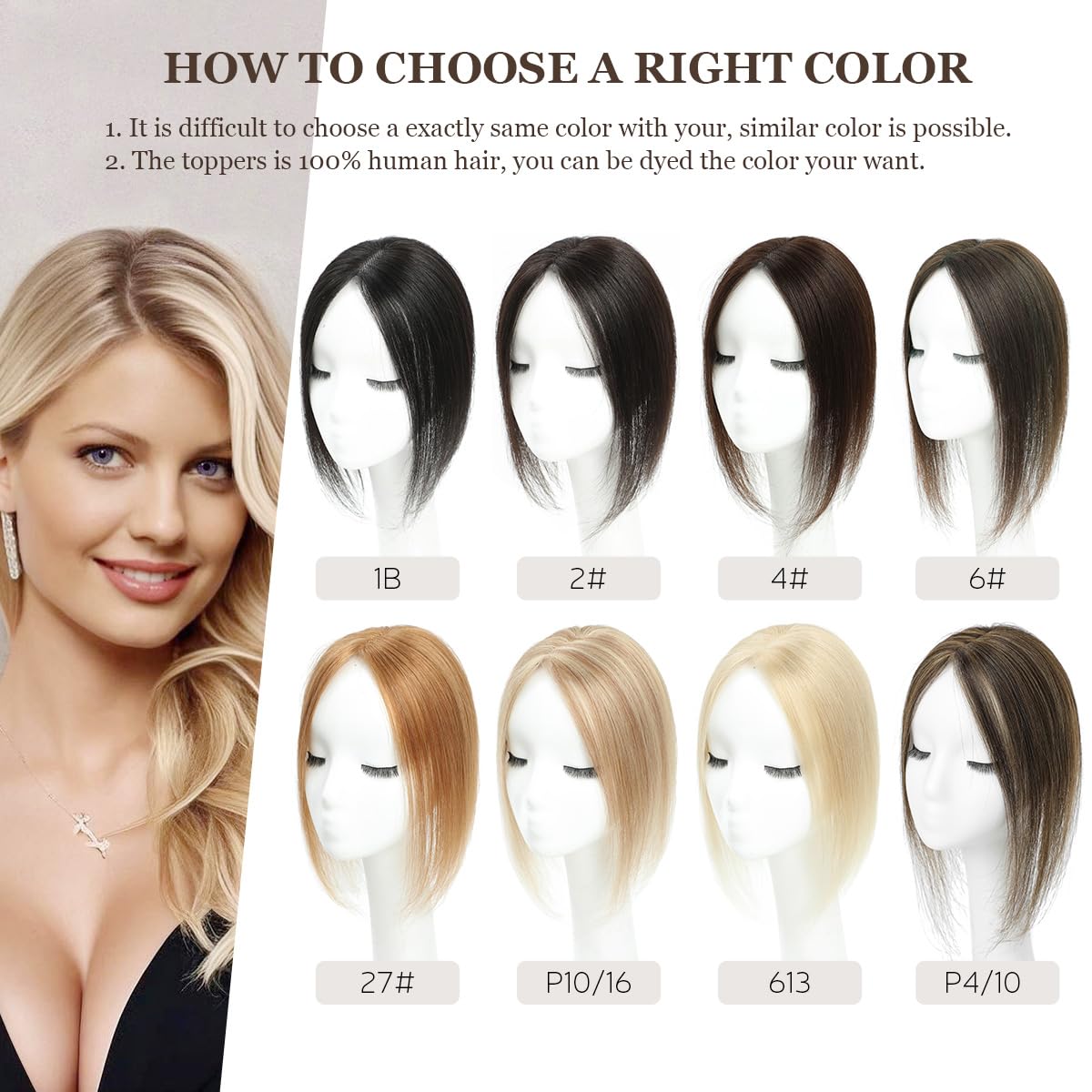 Transparency Knot Hair Toppers for Women Real Human Hair,12inch Hairs Topper for Women No Bangs Top Hairs Extensions/Pieces Human Hair Reusable Natural Black