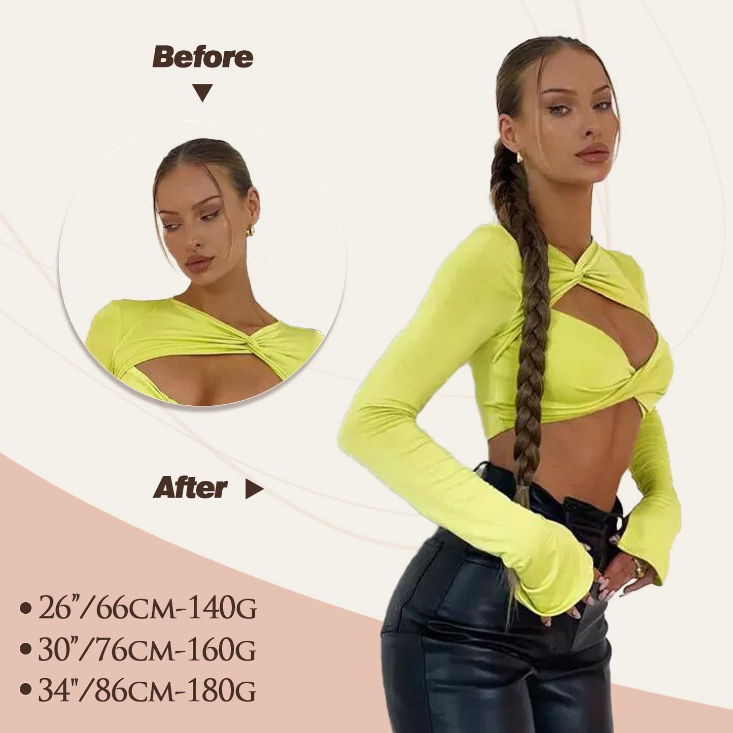 Transparency Knot Long Braided Ponytail Extension with Hair Straight Wrap Around Ponytail Hair Extensions with Hair Tie Soft healthy Synthetic Hair Piece for Women girls Daily