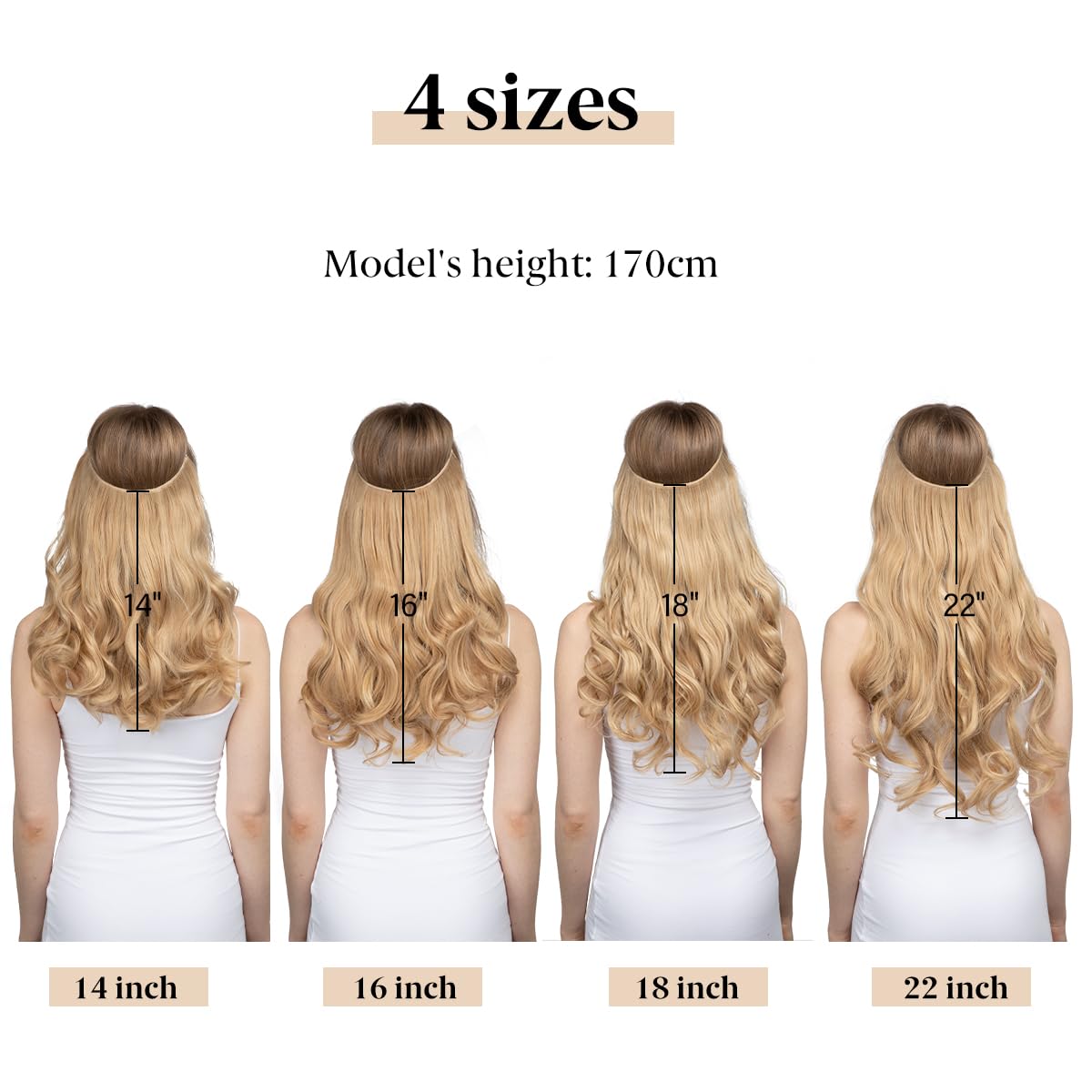 BLONDE UNICORN Invisible Wire Hair Extensions with 3 Clips Long Synthetic Wavy Curly Hairpiece Adjustable Transparent Headband for Women 18 Inch Ash Medium Brown/Ash Blonde Highlights