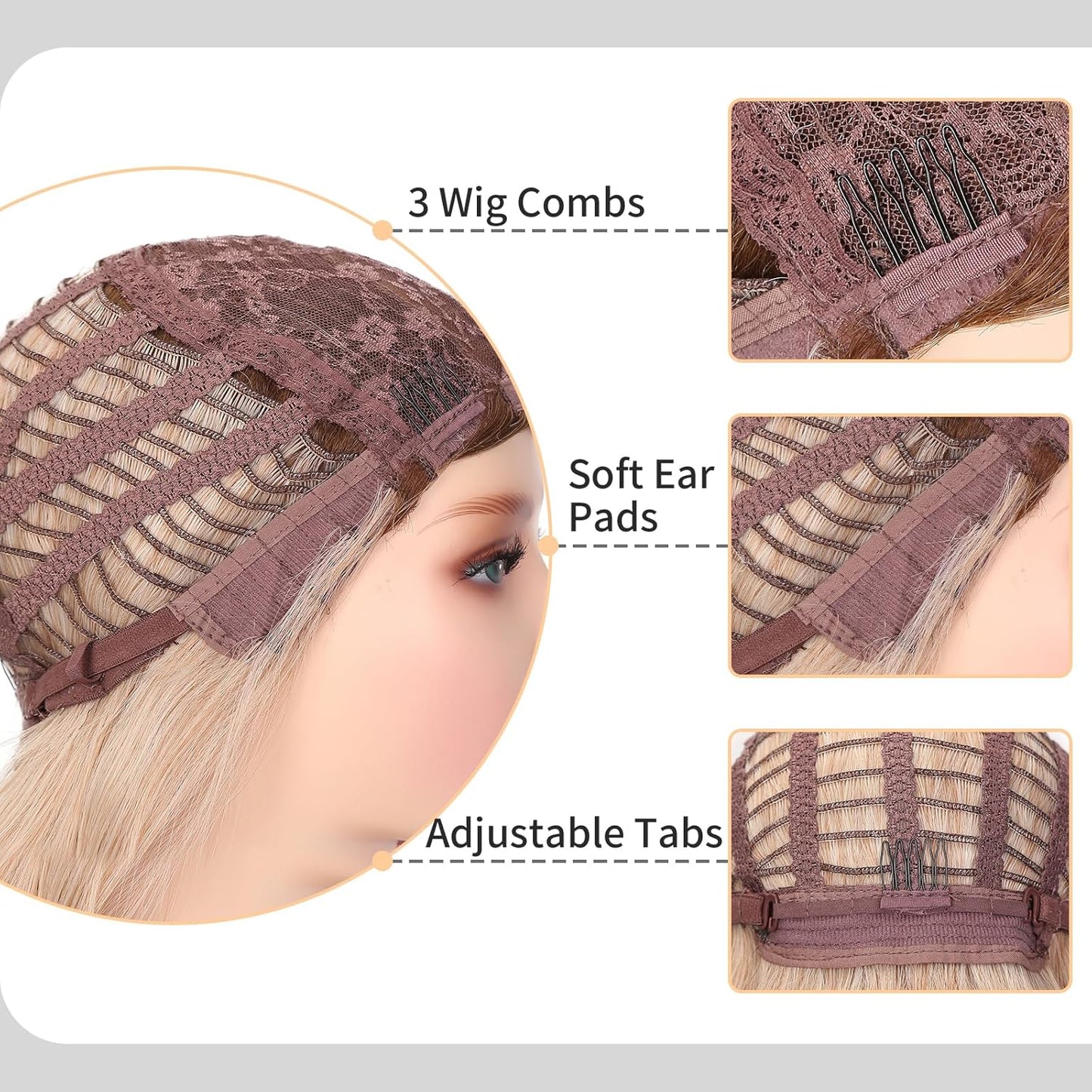 TOUCH WOOD Blonde Wigs for White Women Brown to Ash Blonde Natural Looking High Density Heat Resistant Synthetic Hair Weave Full Wigs for Women Middle Part Long Ombre Blonde Wavy Wig (T/Ash Blonde)
