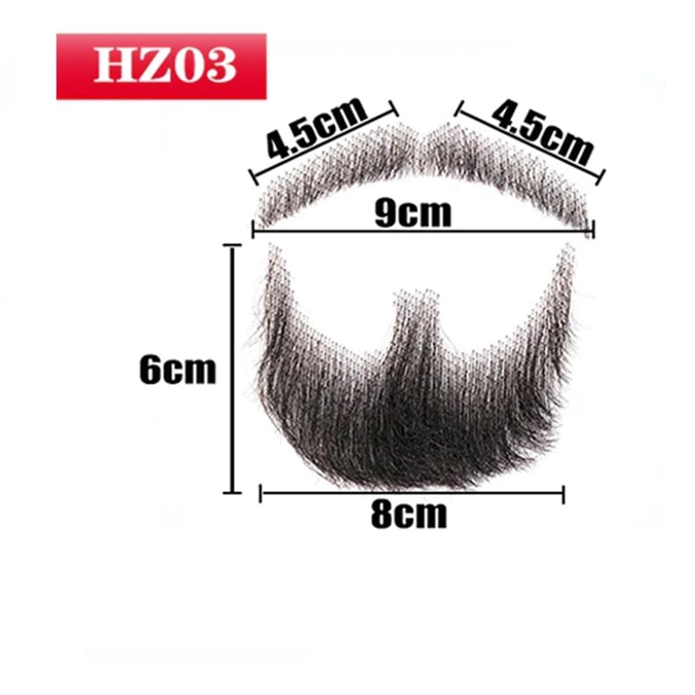 HAIRCUBE Human Hair Fake Beard Human Hair Fake Mustache Beard Fake Goatee Costume Beard Fake Facial Hair Lace Beard for Halloween Funny Cosplay Costume Party Movie Makeup (include glue) (black)