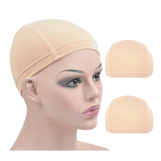 Transparency Knot 2 Pcs Wig Caps Skin Color Medical Wig  Gentle on Scalp Nude Wigs Grip Cap Wig Liner Cap (Beige)