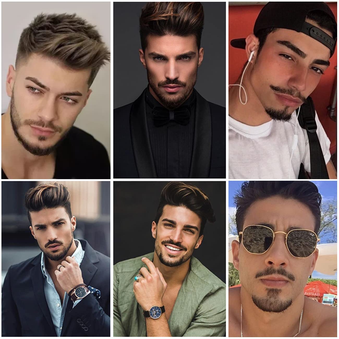 HIGH VERTEX Fake Mustache 100％ Human Hair Face Beard for Adults Men Realistic Makeup Lace Man Beards Black