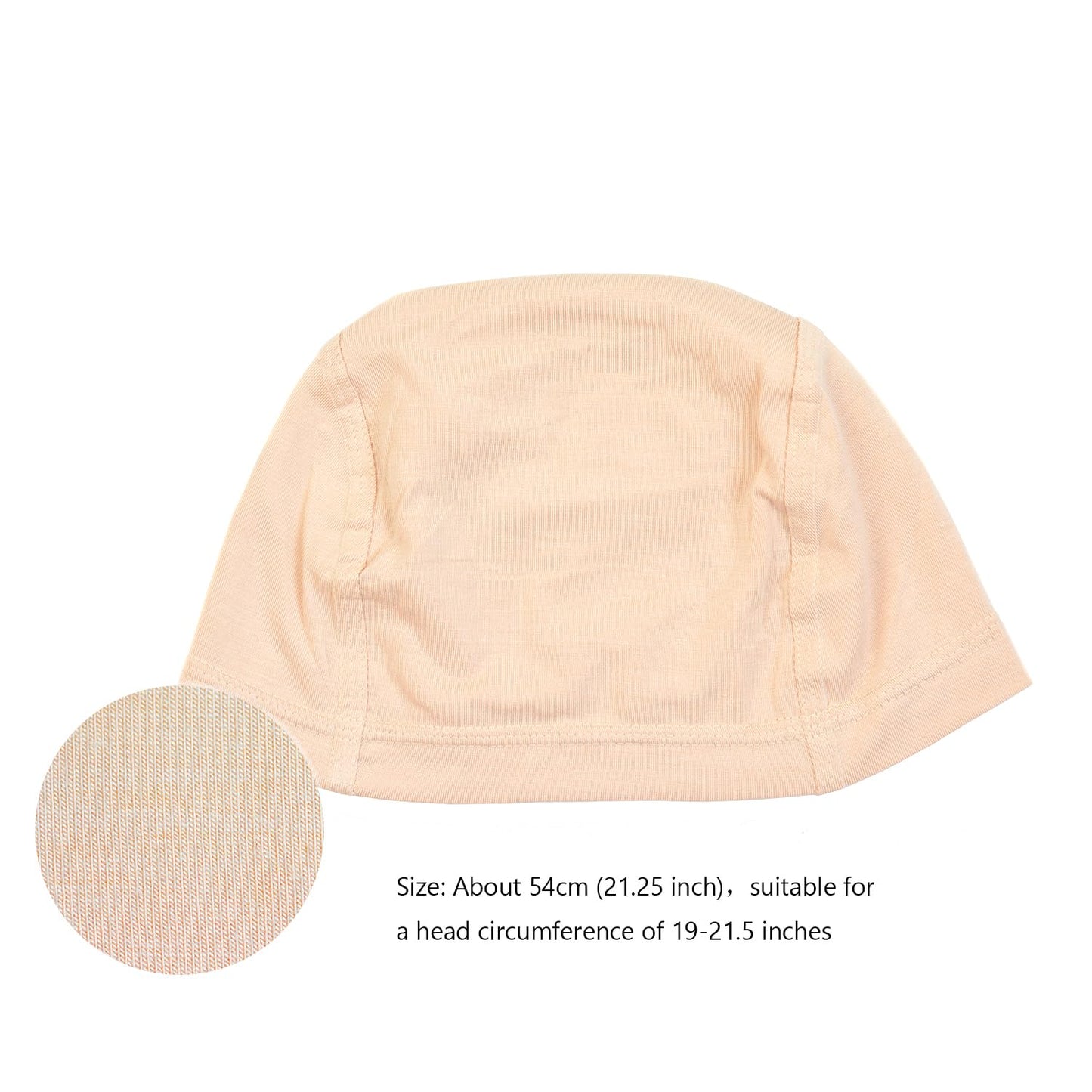 Transparency Knot 2 Pcs Wig Caps Skin Color Medical Wig  Gentle on Scalp Nude Wigs Grip Cap Wig Liner Cap (Beige)