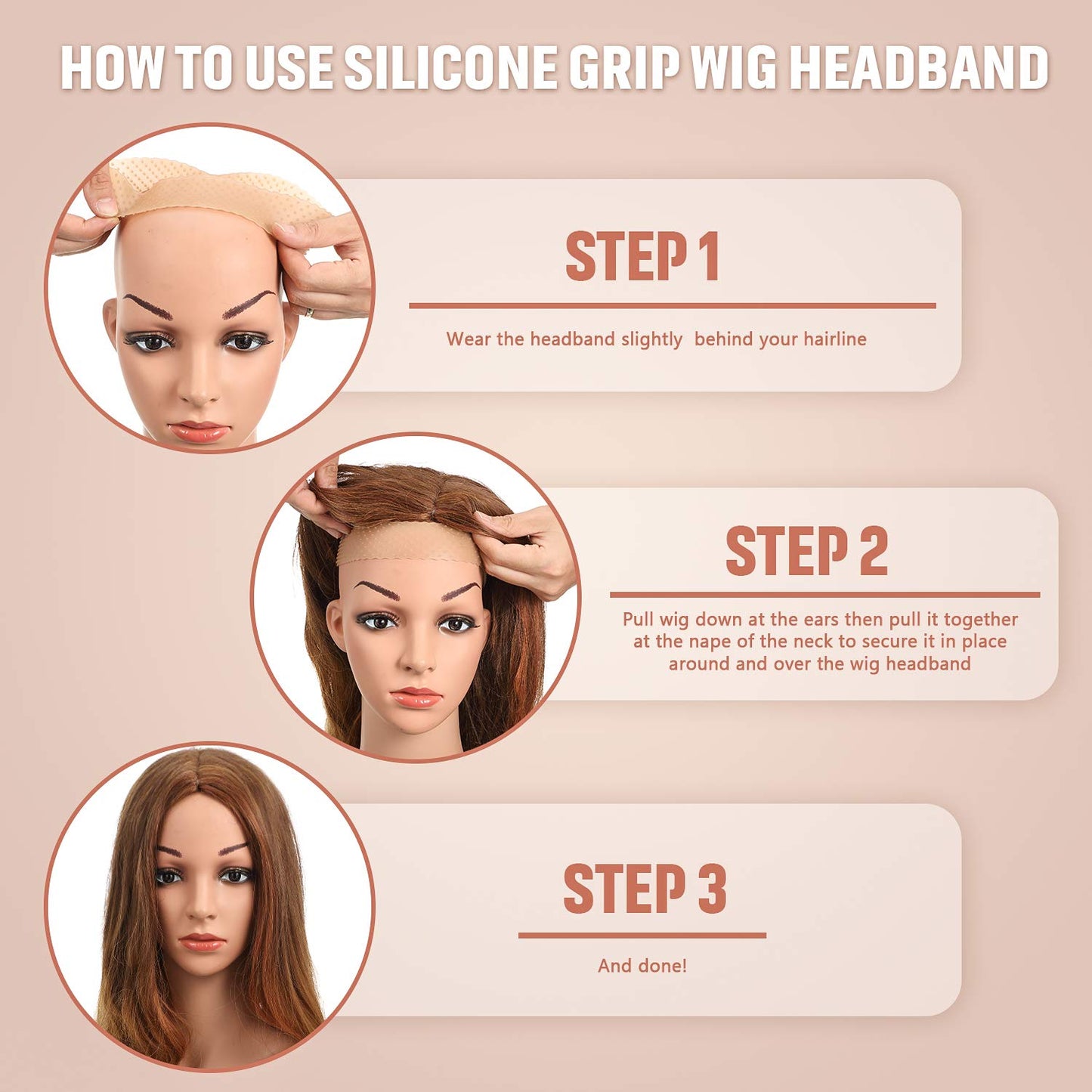 Transparency Knot Silicone Wig Grip Band Adjustable Silicone Wig Headband Non Slip Strong Holder for Men Women Sports Yoga- 2 Pieces