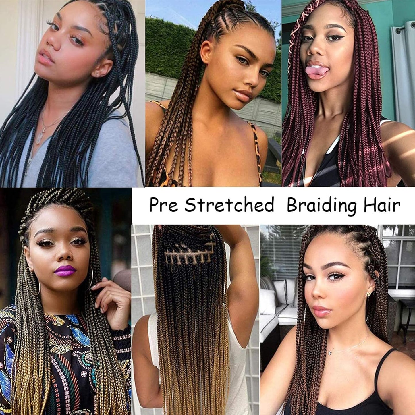 CURTAIN BANG Pre Stretched Braiding Hair Ombre 30 Inch 8 Packs Synthetic Crochet Braids Hot Water Setting Professional Soft Yaki Texture Synthetic Hair Extensions(1B/30/27)