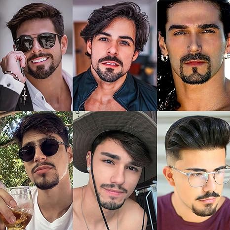 BLONDE UNICORN Fake Beard Realistic Mustache Human Hair Full Hand Tied Facial Hair Brown Goatee False Beards Lace Invisible Fake Mustache for Entertainment Drama Party Movie Makeup